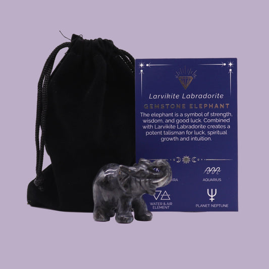Gemstone Lucky Elephant - Larvikite Labradorite