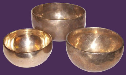 Set of 3 Handmade Brass Singing Bowls