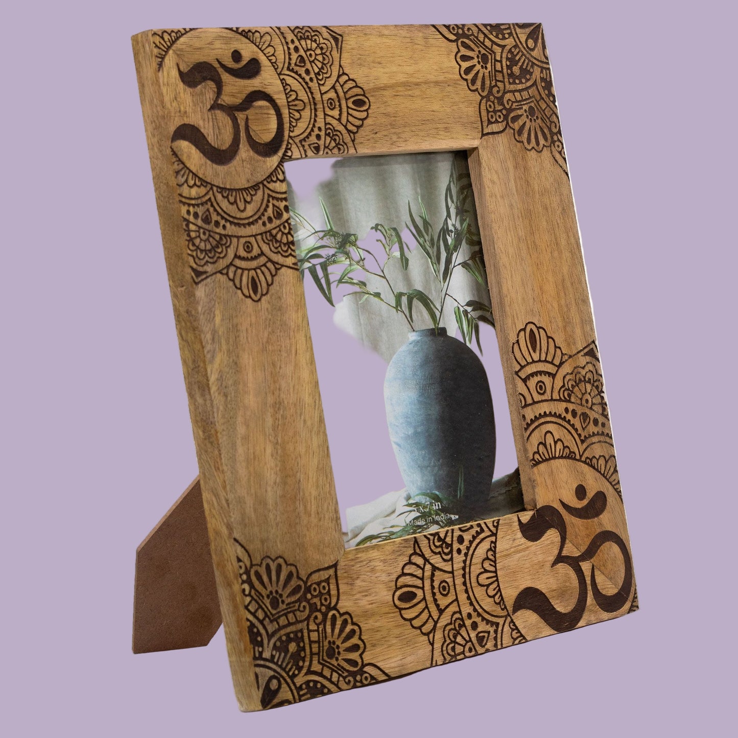 Large Mango Wood Picture Frame – Mandala Design (Black)