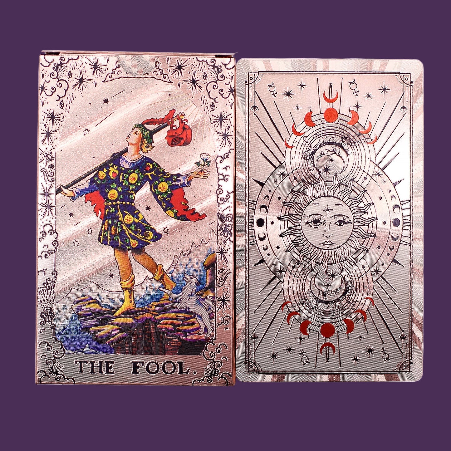 Rose Gold Foil Moon Phase Tarot Deck – Illuminate Your Intuition