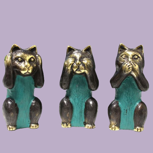 Set of 3 Brass “See No, Hear No, Speak No Evil” Cats