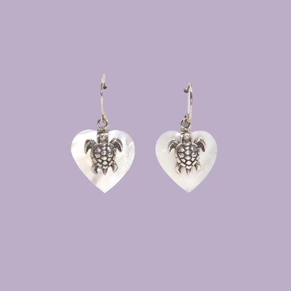 Turtle Tide – Shell & Silver Sea Turtle Drop Earrings 🐢🌊