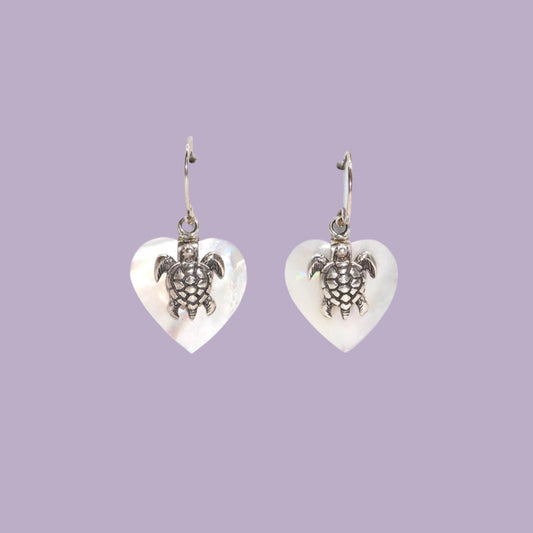 Turtle Tide – Shell & Silver Sea Turtle Drop Earrings 🐢🌊