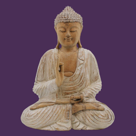 Buddha Statue Whitewash - 40cm Teaching Transmission