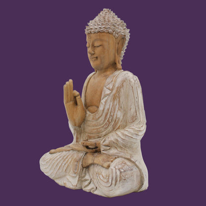 Buddha Statue Whitewash - 40cm Teaching Transmission