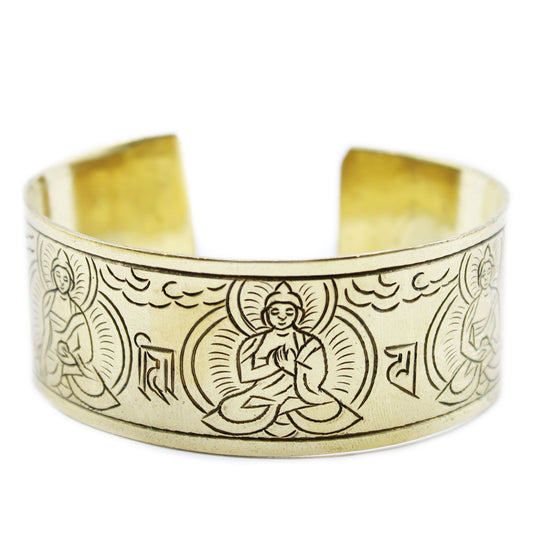 Eternal Serenity – Brass 5 Buddha Bracelet 🕊️✨