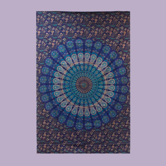 Blue Double Cotton Bedspread & Wall Hanging