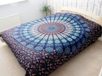 Blue Double Cotton Bedspread & Wall Hanging
