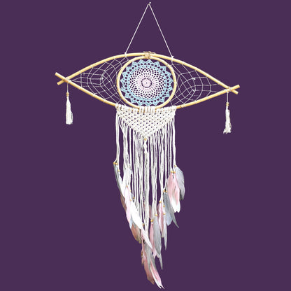 Dream Catcher with Evil Eye - Blue/ White/Pink