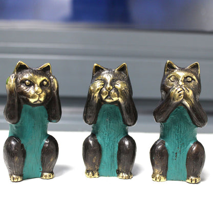 Set of 3 Brass “See No, Hear No, Speak No Evil” Cats