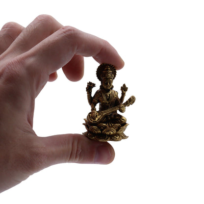 Handcrafted Brass Goddess Saraswati Figurine
