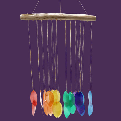 Rainbow Large Leaf Driftwood Chime