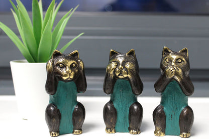 Set of 3 Brass “See No, Hear No, Speak No Evil” Cats